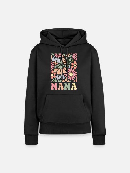 Mama Boho Flora - Frauen Premium Bio Hoodie - Schwarz