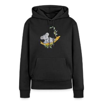 koalas tendresse - Sweat à capuche Premium bio Femme - noir - Devant - Julia (174cm)