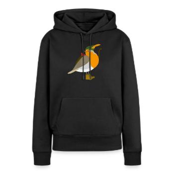 Robin des Bois Rouge-gorge coloré - Sweat à capuche Premium bio Femme - noir - Devant - Julia (174cm)