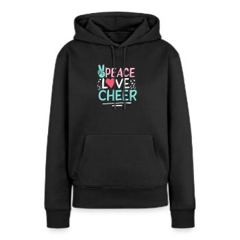 Frieden Liebe Jubel - Frauen Premium Bio Hoodie - Schwarz - Vorne - Julia (174cm)