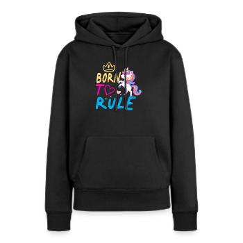 Einhorn Born to Rule Unicorn - Women’s Premium Organic Hoodie - black - Front - Julia (174cm)