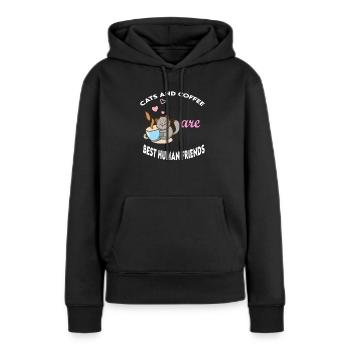 cats and coffee best Human Friends - Sweat à capuche Premium bio Femme - noir - Devant - Julia (174cm)