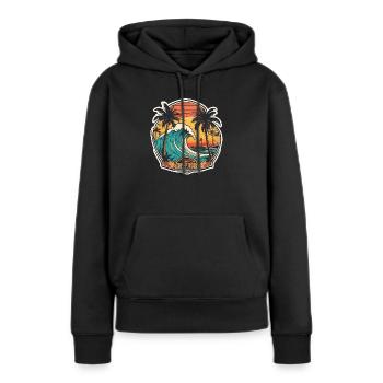 Surfen Strand Palme Sonnenschein Urlaub - Frauen Premium Bio Hoodie - Schwarz - Vorne - Julia (174cm)