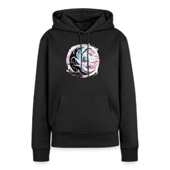 Croissant chromé - Sweat à capuche Premium bio Femme - noir - Devant - Julia (174cm)