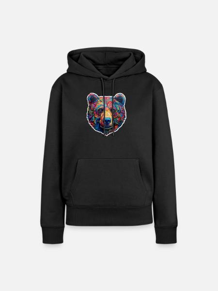 Bär psychedelisch - Frauen Premium Bio Hoodie - Schwarz