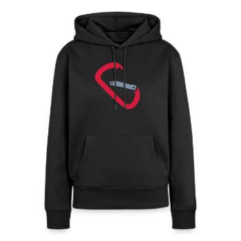 Karabiner - Frauen Premium Bio Hoodie - Schwarz - Vorne - Julia (174cm)