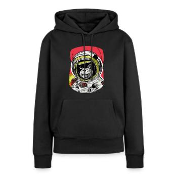 Un singe en combinaison spatiale - Sweat à capuche Premium bio Femme - noir - Devant - Julia (174cm)