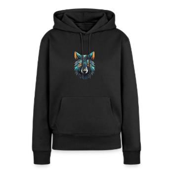 Polygon Wolf Kopf - Frauen Premium Bio Hoodie - Schwarz - Vorne - Julia (174cm)