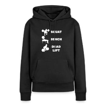 Squat Bench Deadlift - Sweat à capuche Premium bio Femme - noir - Devant - Julia (174cm)