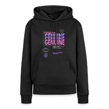 Genuine Streetwear - Frauen Premium Bio Hoodie - Schwarz - Vorne - Julia (174cm)