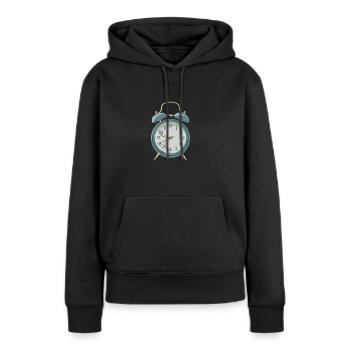 Wecker - Frauen Premium Bio Hoodie - Schwarz - Vorne - Julia (174cm)