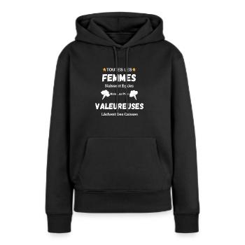 Péteuse cadeau drôle lâcher - Sweat à capuche Premium bio Femme - noir - Devant - Julia (174cm)