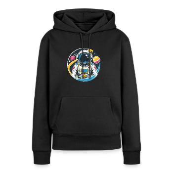 Der Astronaut und die Geheimnisse des Weltraums - Frauen Premium Bio Hoodie - Schwarz - Vorne - Julia (174cm)