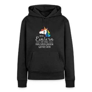 Mein Einhorn Hat Meine Hausaufgaben Gefressen - Frauen Premium Bio Hoodie - Schwarz - Vorne - Julia (174cm)