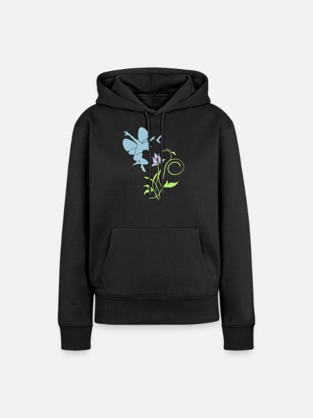 Orchidee / orchid (2c) - Frauen Premium Bio Hoodie - Schwarz