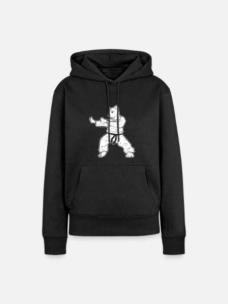Karate Katze Selbstverteidigung - Frauen Premium Bio Hoodie - Schwarz