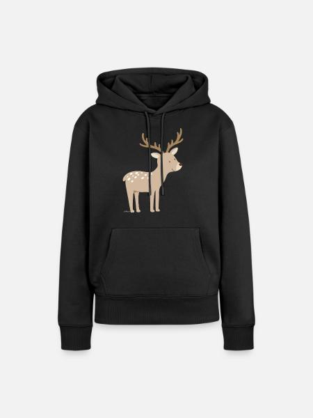 Hirsch - Frauen Premium Bio Hoodie - Schwarz