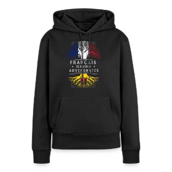 Racines Auvergnates - Sweat à capuche Premium bio Femme - noir - Devant - Julia (174cm)