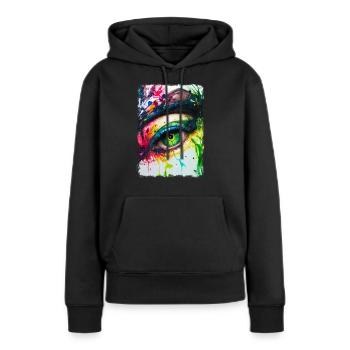 Iris - Sweat à capuche Premium bio Femme - noir - Devant - Julia (174cm)