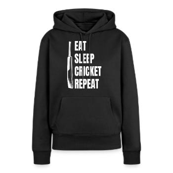 Équipe de cricket Cricket Équipe de cricket Cricket - Sweat à capuche Premium bio Femme - noir - Devant - Julia (174cm)