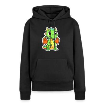 Dragon mignon - Sweat à capuche Premium bio Femme - noir - Devant - Julia (174cm)