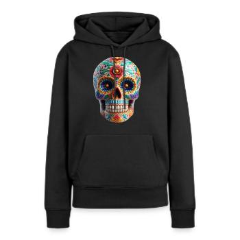 Crâne en sucre - Sweat à capuche Premium bio Femme - noir - Devant - Julia (174cm)