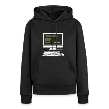 Ordinateur PC - Sweat à capuche Premium bio Femme - noir - Devant - Julia (174cm)