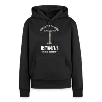 Irminsul - Säule der Welt - Frauen Premium Bio Hoodie - Schwarz - Vorne - Julia (174cm)