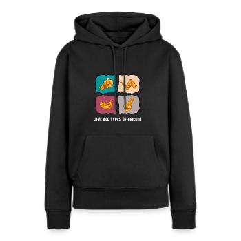 hühner "types pf chicken" chickenwings - Frauen Premium Bio Hoodie - Schwarz - Vorne - Julia (174cm)