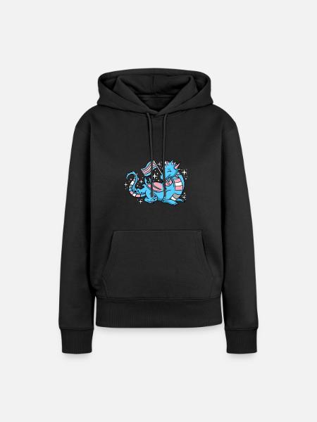 Trans Pride Drache - Frauen Premium Bio Hoodie - Schwarz