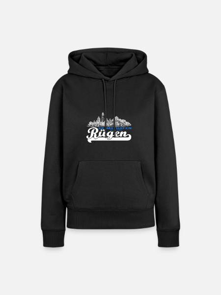 Heimathafen Rügen - Frauen Premium Bio Hoodie - Schwarz