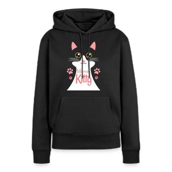 Maman Kitty Mère Qui Adore Les Chats - Sweat à capuche Premium bio Femme - noir - Devant - Julia (174cm)