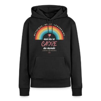 Meilleure cadre du monde - Sweat à capuche Premium bio Femme - noir - Devant - Julia (174cm)