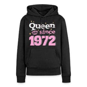 Reine Depuis 1972 Femme 50 Ans Anniversaire - Sweat à capuche Premium bio Femme - noir - Devant - Julia (174cm)
