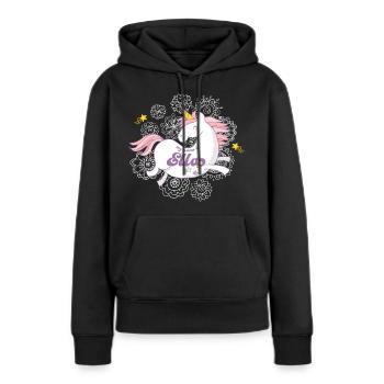 Vorname Ella Einhorn Geschenk - Frauen Premium Bio Hoodie - Schwarz - Vorne - Julia (174cm)