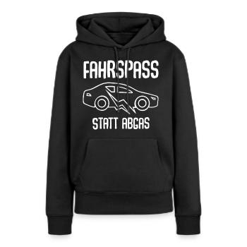 E-Auto Elektroauto - Frauen Premium Bio Hoodie - Schwarz - Vorne - Julia (174cm)