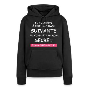je vais être mamie - Sweat à capuche Premium bio Femme - noir - Devant - Julia (174cm)