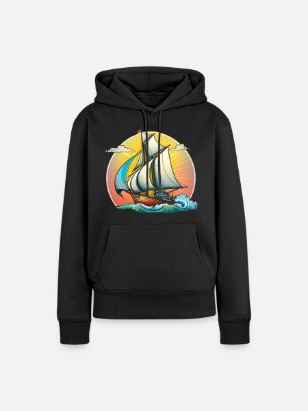 Segelboot - Frauen Premium Bio Hoodie - Schwarz