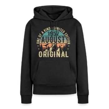 August 1957 - Geboren Im August 1957 - Geburtstags - Frauen Premium Bio Hoodie - Schwarz - Vorne - Julia (174cm)