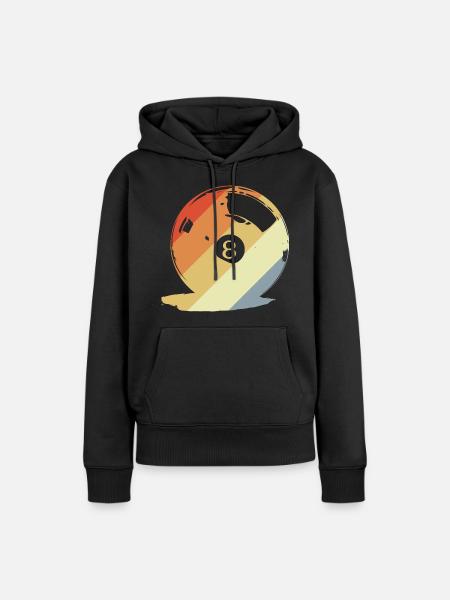 Retro Billardkugel Grafik - Frauen Premium Bio Hoodie - Schwarz