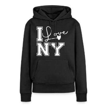 J’adore ny - Sweat à capuche Premium bio Femme - noir - Devant - Julia (174cm)
