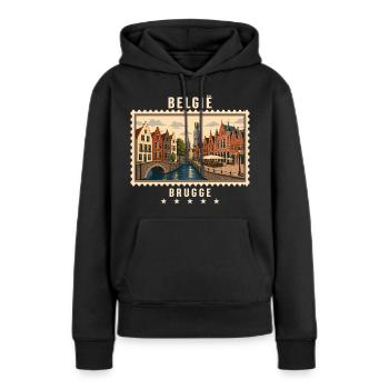 Belgien Brugge Vintage Reisemarke - Frauen Premium Bio Hoodie - Schwarz - Vorne - Julia (174cm)