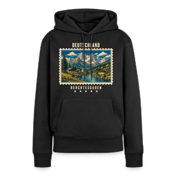 Deutschland Berchtesgaden Vintage Reisemarke - Frauen Premium Bio Hoodie - Schwarz - Vorne - Julia (174cm)