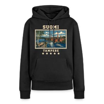 Finnland Tampere Vintage Reisemarke - Frauen Premium Bio Hoodie - Schwarz - Vorne - Julia (174cm)
