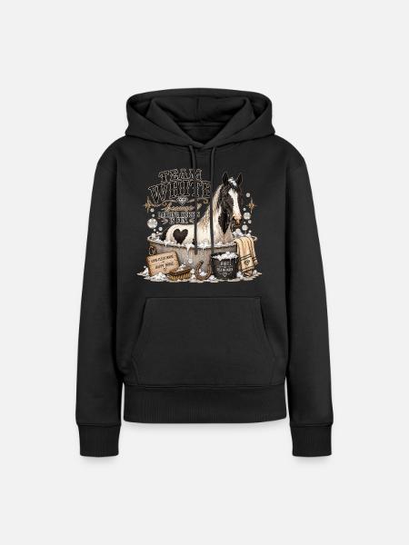Team Weiß – Pferdebadeclub - Frauen Premium Bio Hoodie - Schwarz