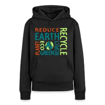 Save the Planet - Frauen Premium Bio Hoodie - Schwarz - Vorne - Julia (174cm)