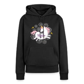 Vorname Mila Einhorn Geschenk - Frauen Premium Bio Hoodie - Schwarz - Vorne - Julia (174cm)
