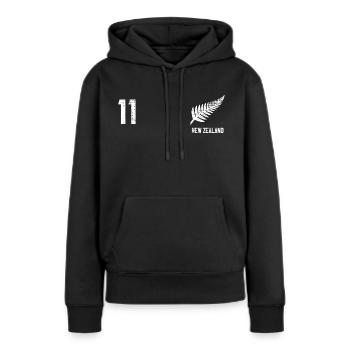 Neuseeland - Frauen Premium Bio Hoodie - Schwarz - Vorne - Julia (174cm)