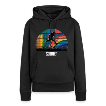 Roller - Frauen Premium Bio Hoodie - Schwarz - Vorne - Julia (174cm)