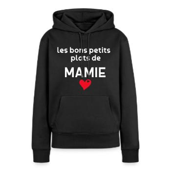 Les Bons Petits Plats de Mamie Cuisinière - Sweat à capuche Premium bio Femme - noir - Devant - Julia (174cm)